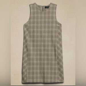 NWT Banana Republic Plaid Shift Mini Sleeveless Dress  Tan Women’s 14 Retail $90